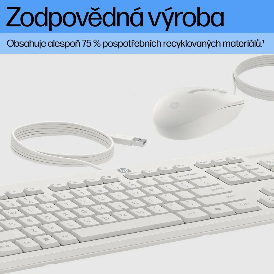 HP 225 Wired Mouse and Keyboard Combo G2 - Česká-Slovenská White