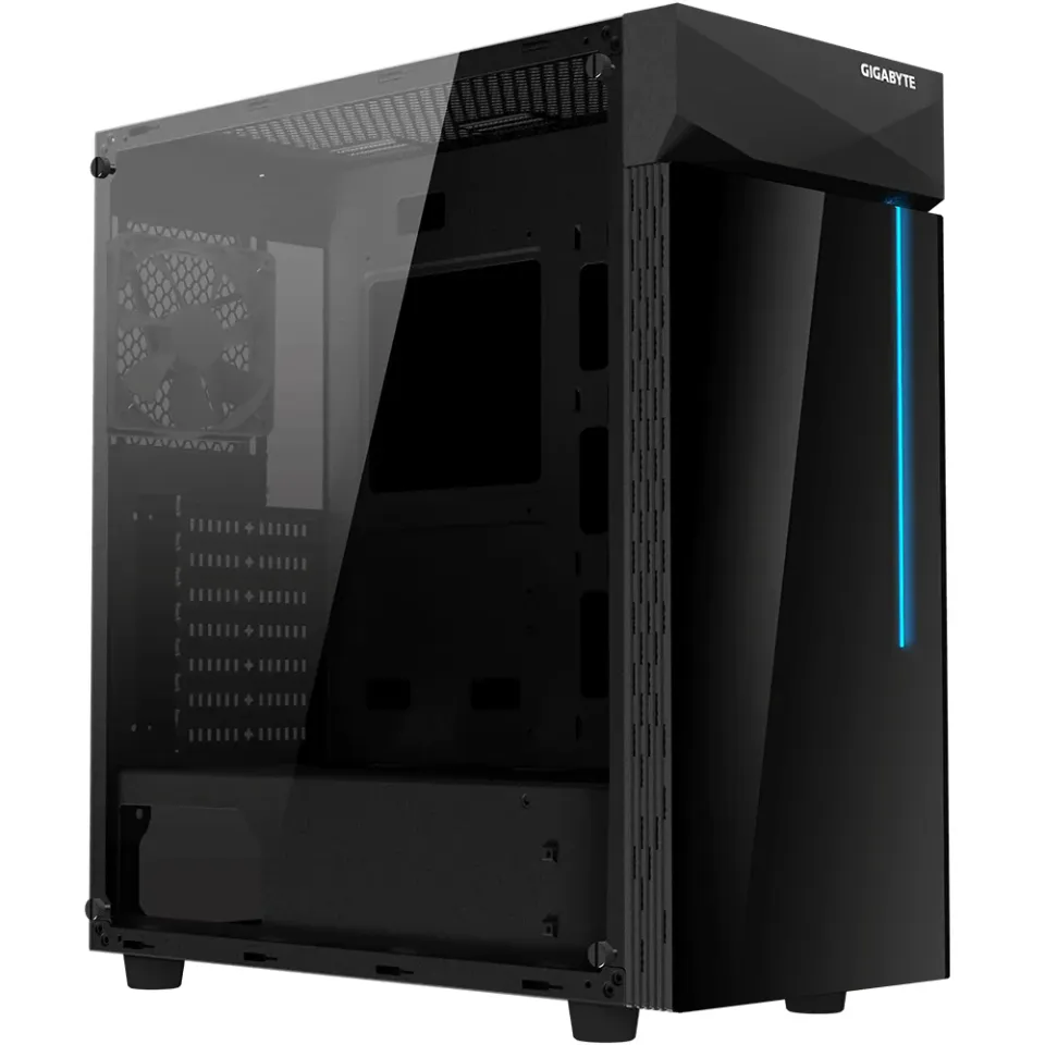 GIGABYTE skrín case GB-C200G, RGB Lighting, bez zdroje, transparentní bok, Mid t