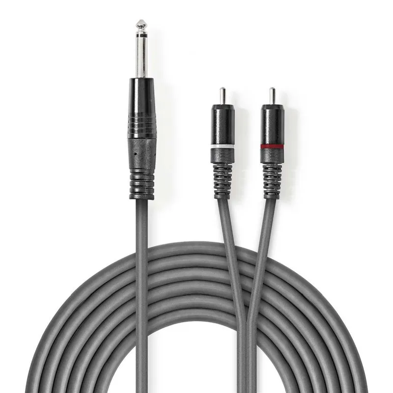 Nedis COTH23300GY30 - Stereofonní Audio Kabel | 6,35mm Zástrčka – 2x RCA Zástrčk