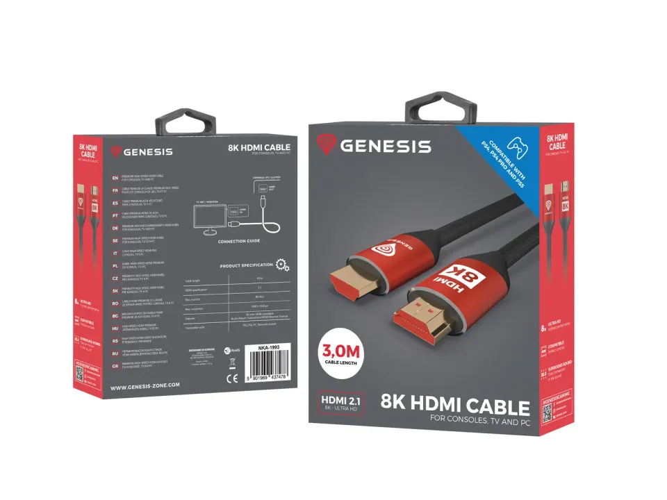 Genesis kabel HDMI M/M V2.1 3M 8K pro PS5/PS4