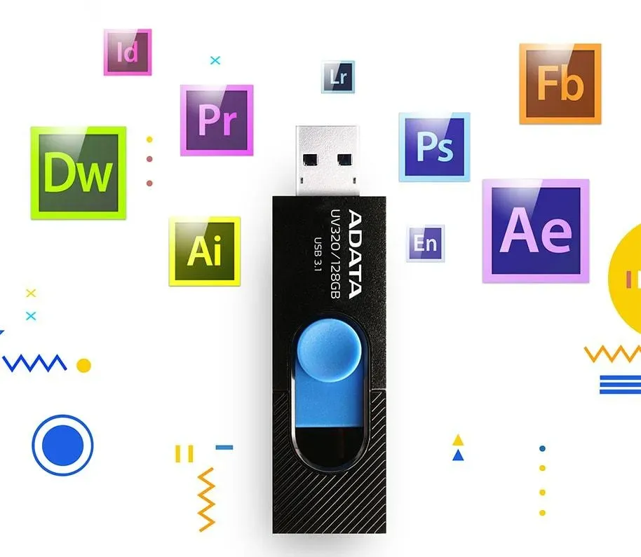 ADATA Flash Disk 128GB UV320, USB 3.1 Dash Drive, černá/modrá
