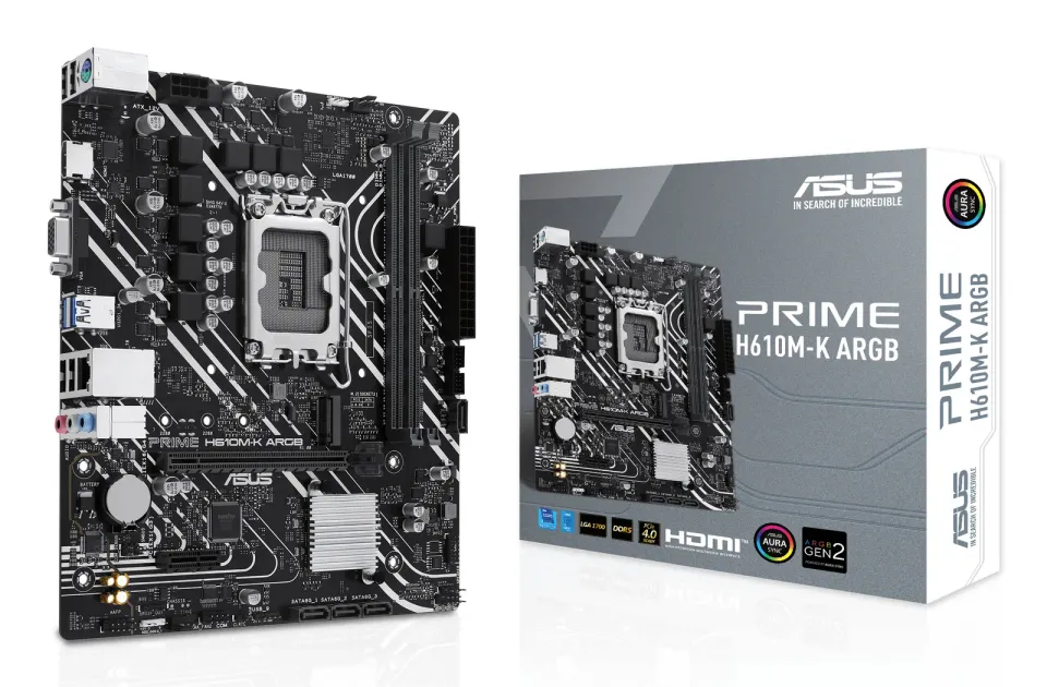 ASUS MB Sc LGA1700 PRIME H610M-K ARGB, Intel H610, 2xDDR5, 1xHDMI, 1xVGA, mATX