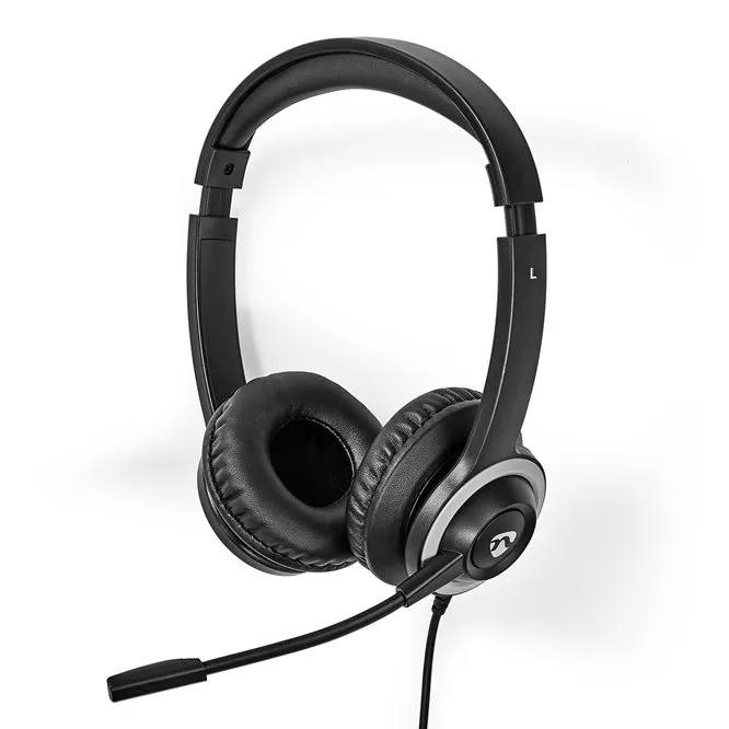Nedis CHSTU310BK - PC sluchátka| Na Uši | Stereo | USB Typ-C / USB-A | Sklopnou