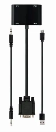 GEMBIRD VGA na HDMI + VGA adaptér kabel 0,15 m černý