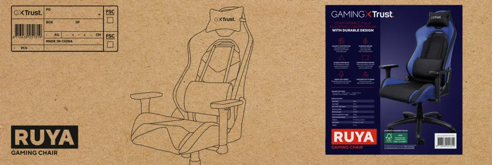 TRUST GXT714 RUYAB ECO GAMING CHAIR BLUE