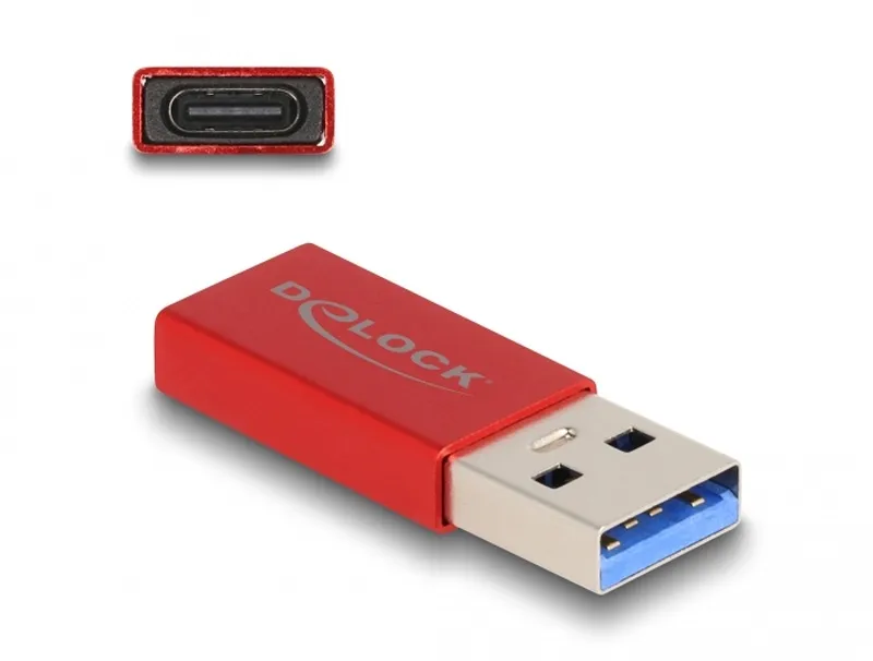 Delock Adaptér USB 10 Gbps, ze zástrčkového konektoru USB Typu-A na zásuvkový ko