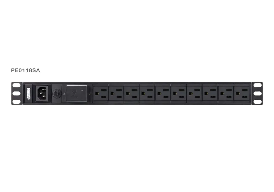 Aten PE0118S 1U Basic PDU s přepěťovou ochranou 10A Vstup C14 Výstup 18X C13