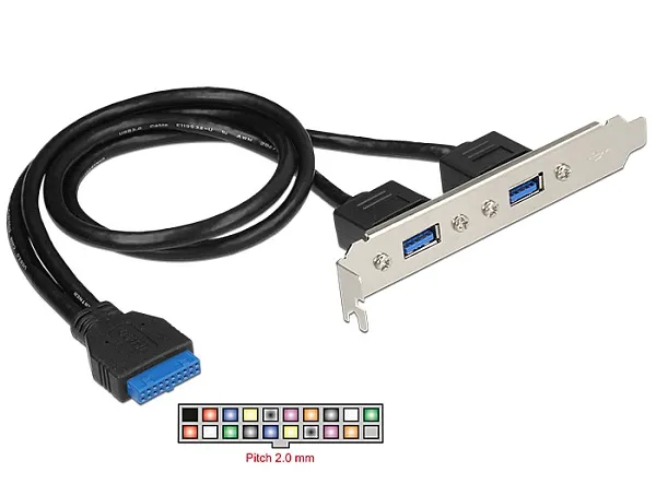 Delock Záslepka 1 x 19 pin USB 3.0 pin konektor samice interní > 2 x USB 3.0 Typ