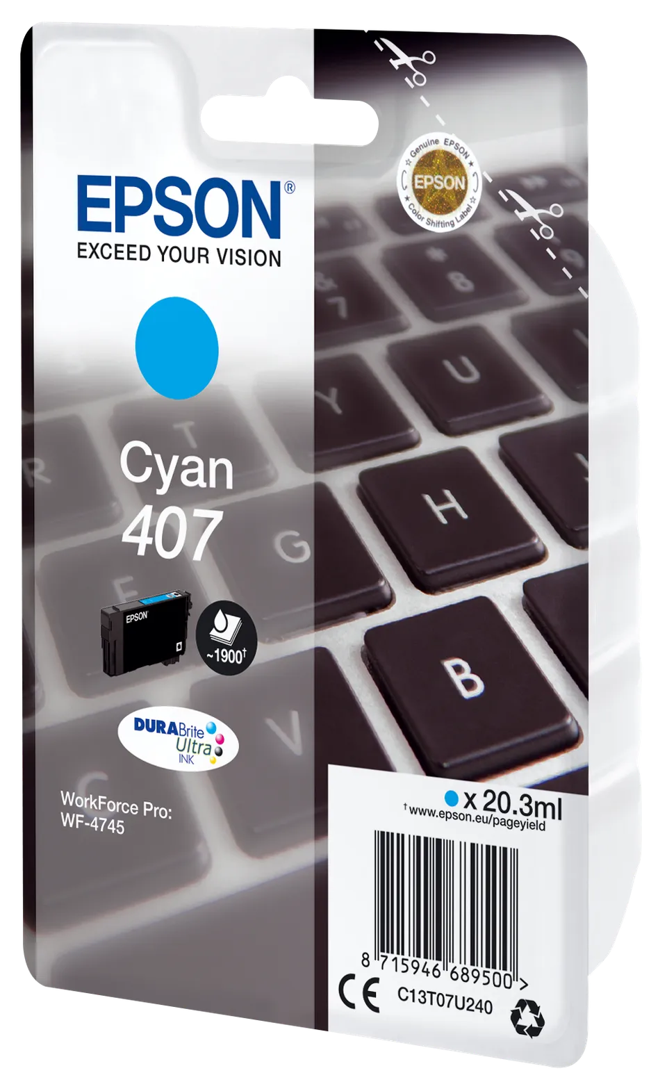 EPSON cartridge T07U2 cyan (klávesnice)