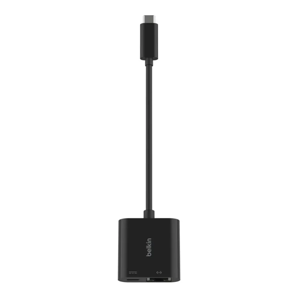 Belkin USB-C adaptér s Gigabit Ethernetem RJ45 + 100W napájení, černá
