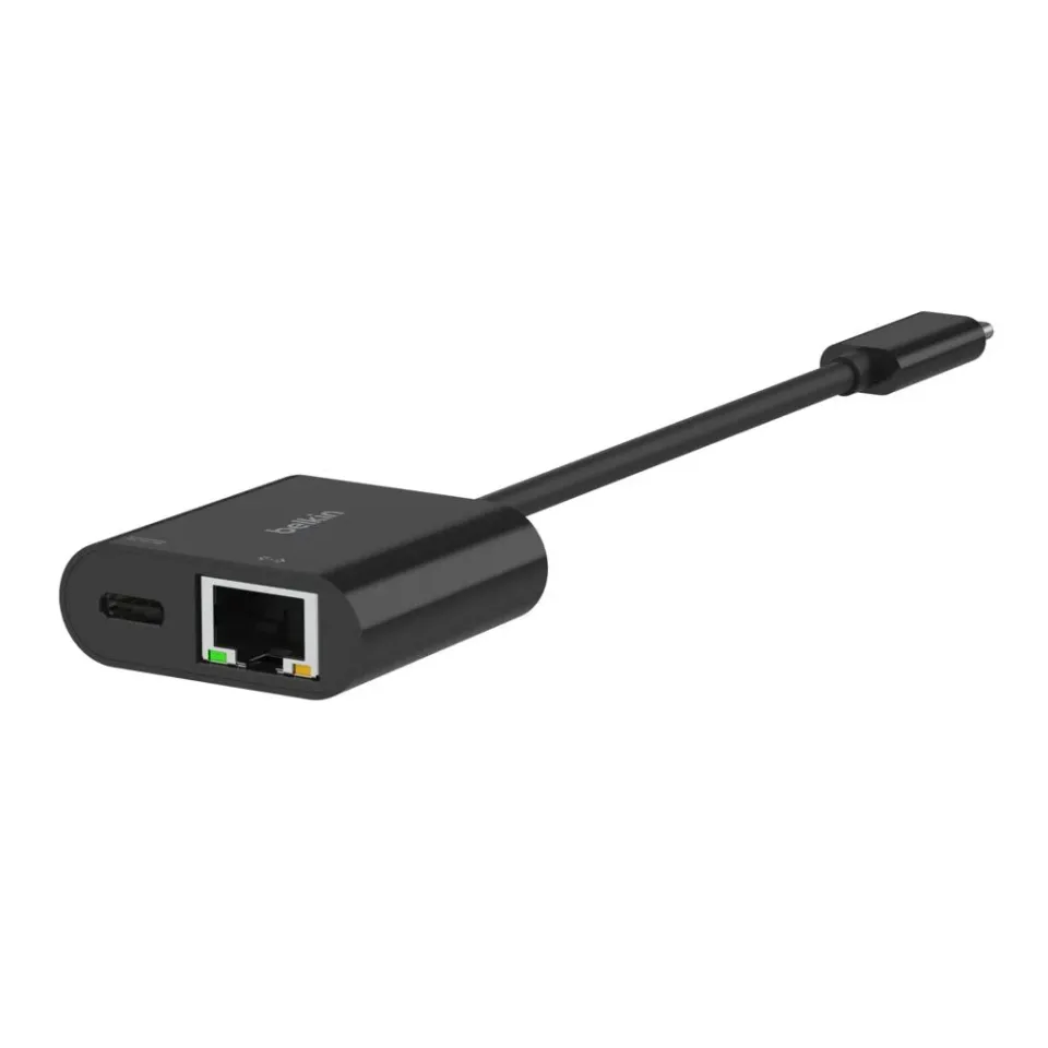 Belkin USB-C adaptér s Gigabit Ethernetem RJ45 + 100W napájení, černá