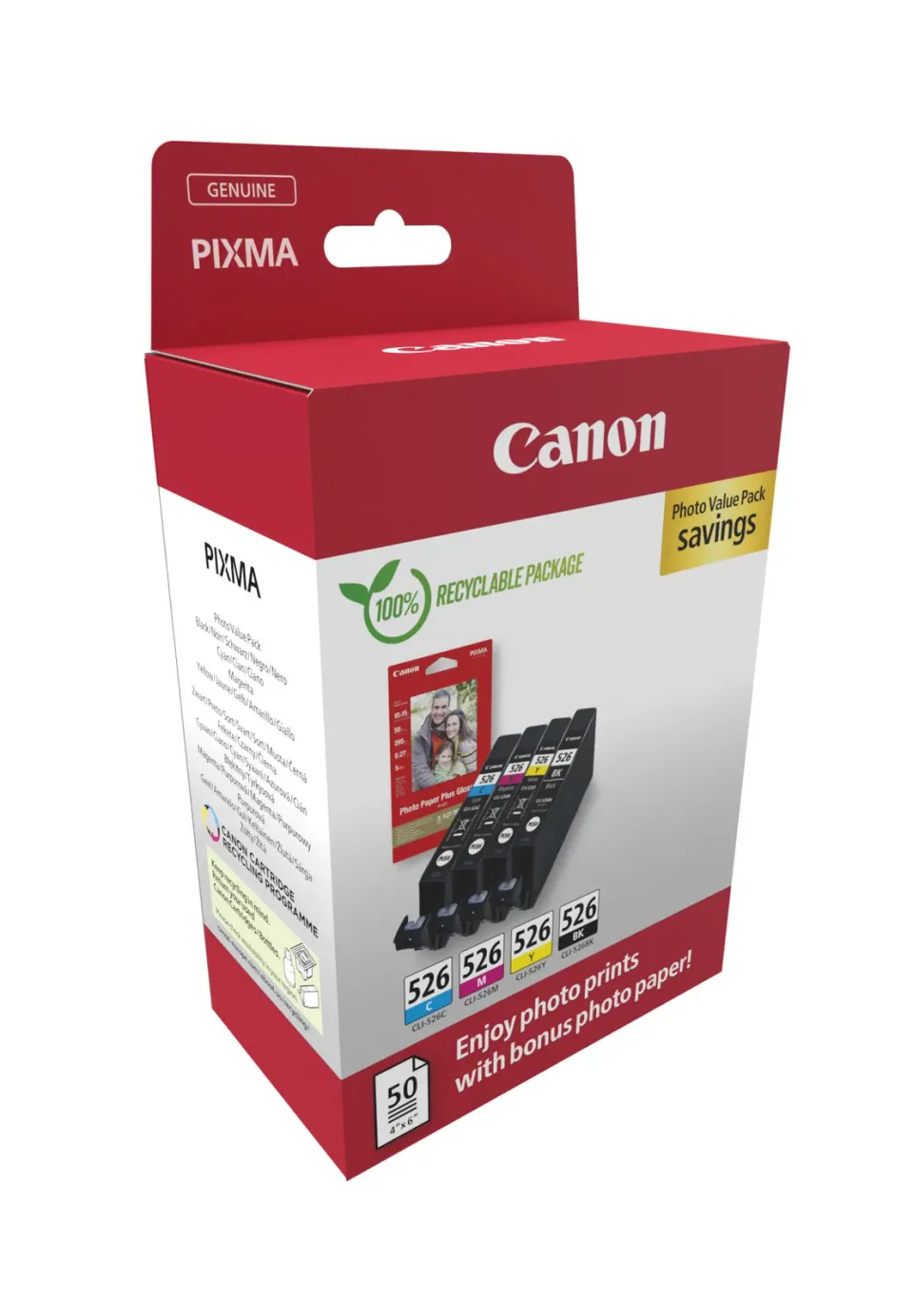 Canon cartridge CLI-526 Bk/C/M/Y/MultiPack PHOTO VALUE / 4x9ml