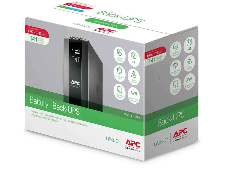 APC Back-UPS Pro BR 1300VA, 8 Outlets, AVR, LCD Interface (780W)