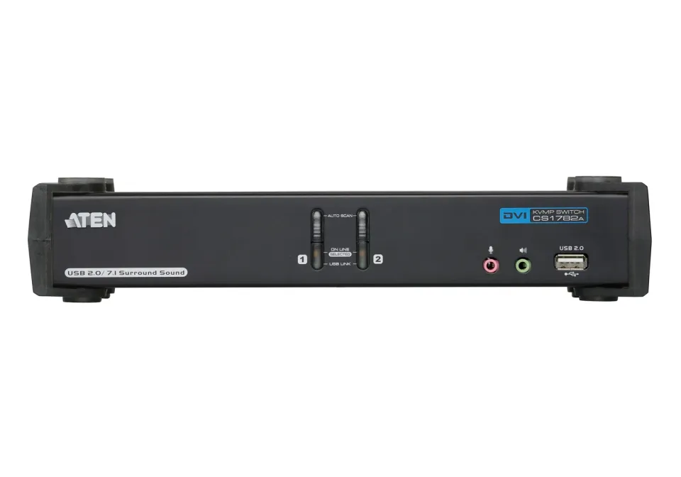 ATEN KVM switch CS-1782A USB Hub 2PC DVI Dual Link KVMP, audio