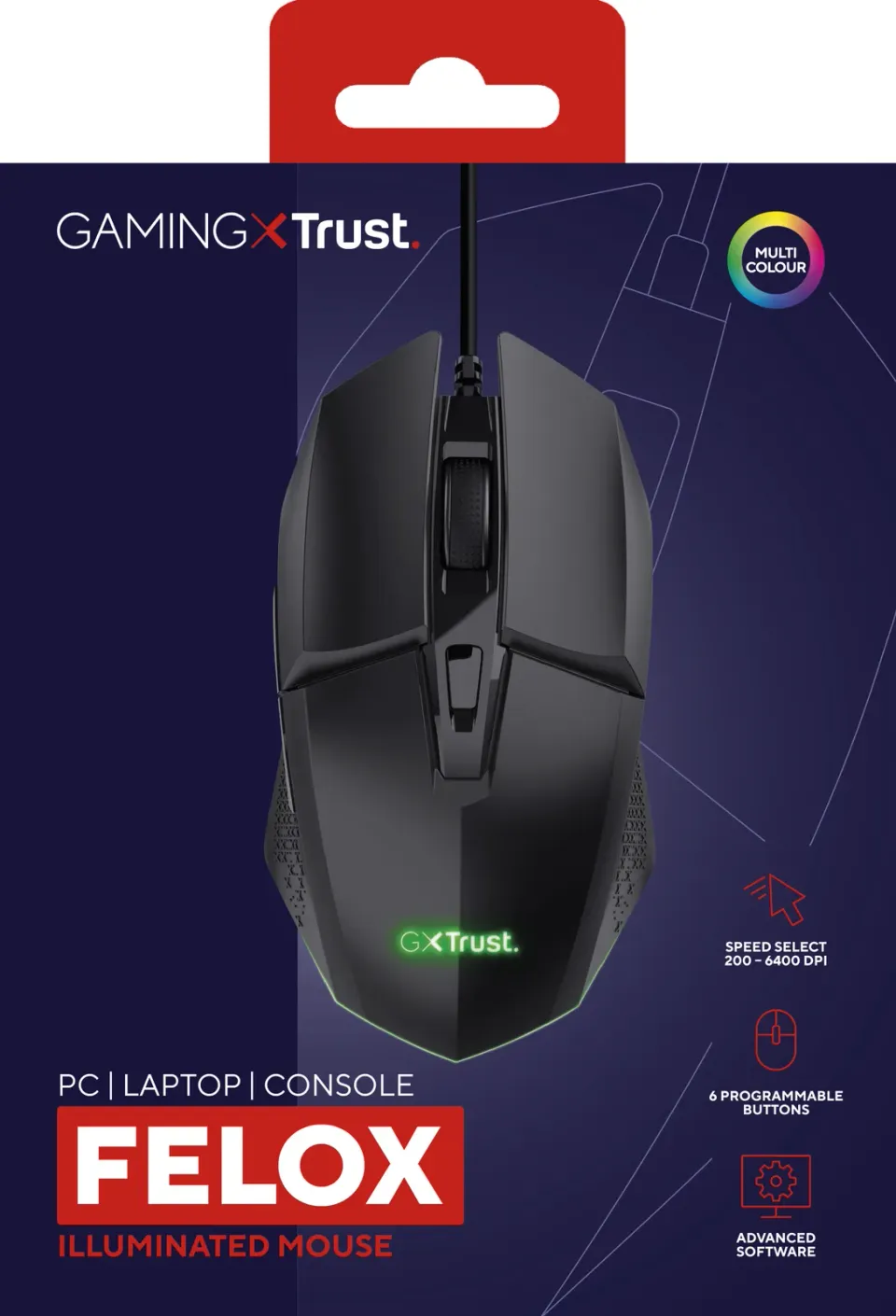 TRUST myš GXT 109 FELOX Gaming Mouse, optická, USB, černá