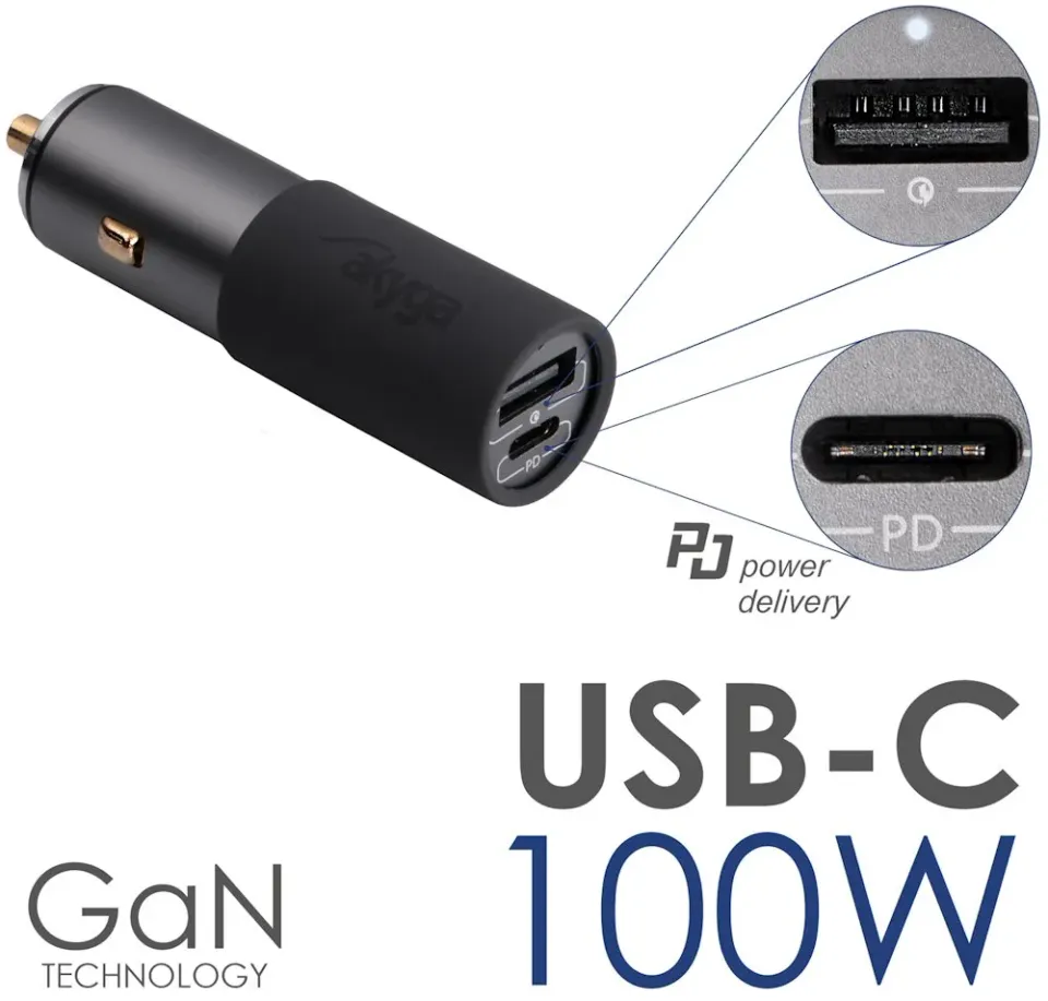 TRX USB nabíječka do auta AK-CH-26 USB-A + USB-C PD 5-20V / max. 5A 100W Quick Charge 3.0 GaN