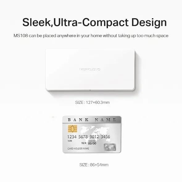 MERCUSYS switch MS108 (8x100Mb/s, fanless)