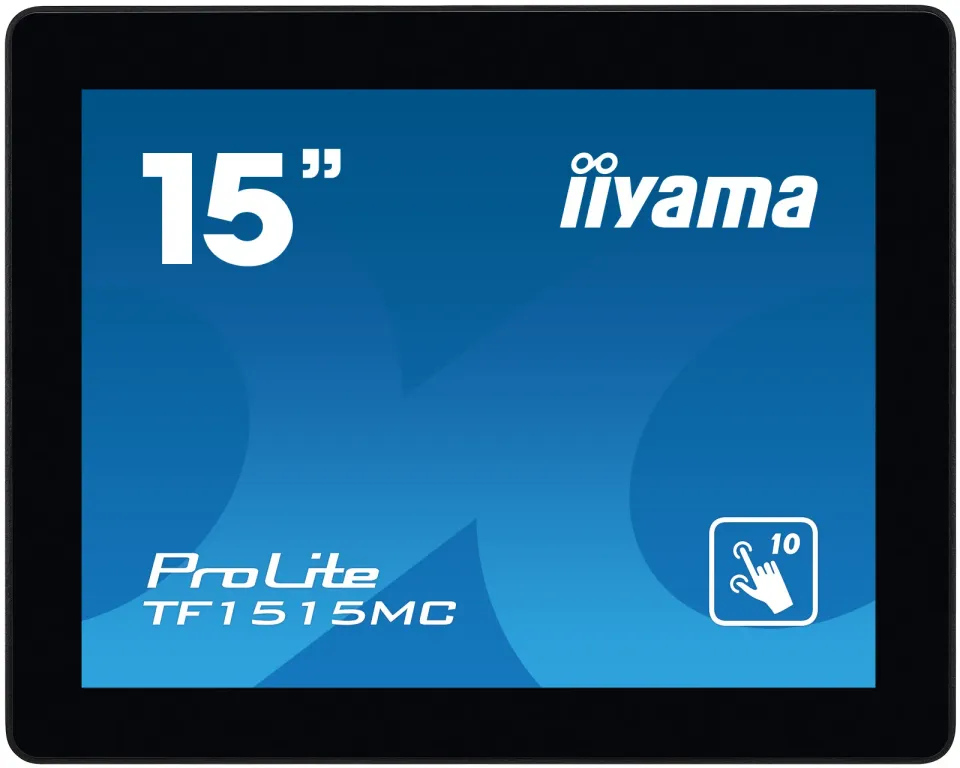 15" iiyama TF1515MC-B2: TN, XGA, capacitive, 10P, 350cd/m2, VGA, DP, HDMI, černý