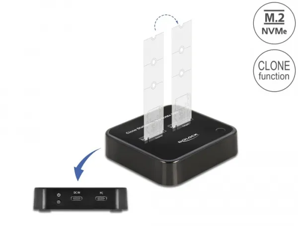 Delock Dokovací stanice M.2 pro 2 x SSD M.2 NVMe PCIe s funkcí klonování (64177)