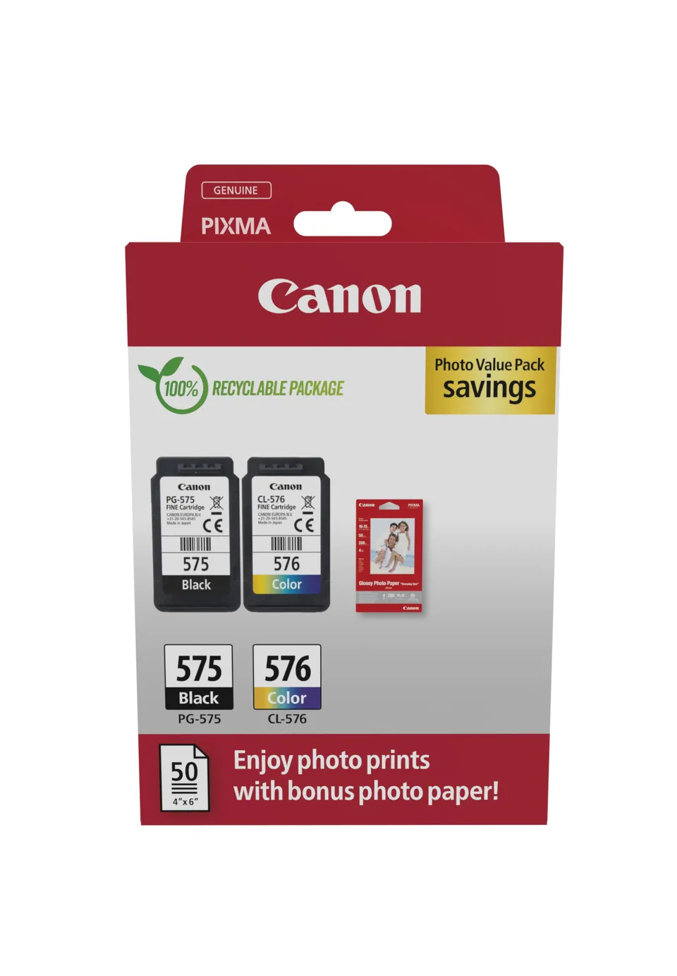 Canon cartridge PG-575/CL-576 PVP / Black + Color / 1x5,6ml + 1x6,2ml