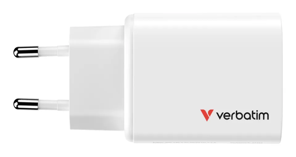 VERBATIM GaN Nabíječka Essentials 65W, 2xUSB-C, 1xUSB-A, bílá