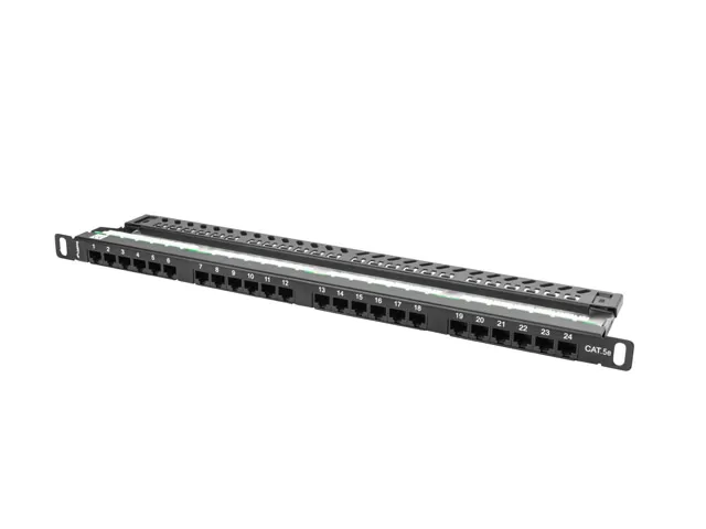 PATCH PANEL 24 PORTŮ 0,5U 19" CAT.5E UTP ČERNÝ LANBERG
