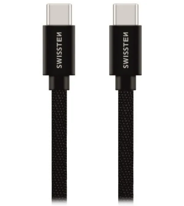 Swissten Datový Kabel Textile USB-C / USB-C 0,2m Černý