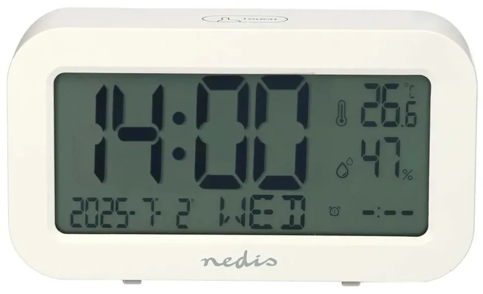 Nedis CLDK2005WT - Digitální Stolní Budík | LED | Podsvícení | Funkce odloženého