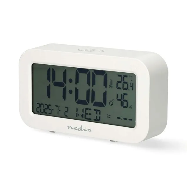 Nedis CLDK2005WT - Digitální Stolní Budík | LED | Podsvícení | Funkce odloženého