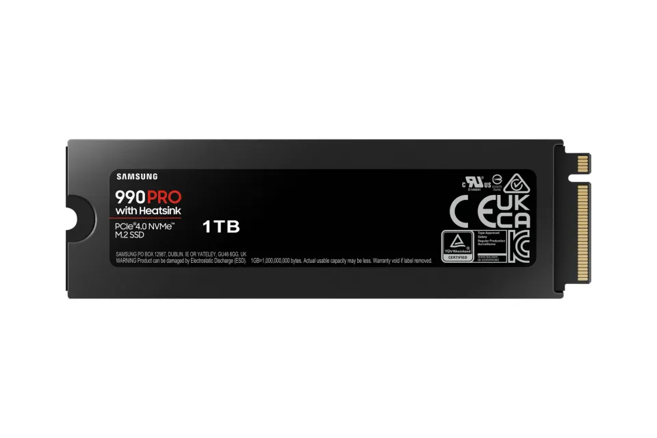 SAMSUNG 990 PRO 1TB (s chladičem) PCIe 4.0 NVMe SSD M.2 PCIe 4.0 x4 NVMe 2.0 (čtení max. 7450MB/s, zápis max. 6900MB/s)