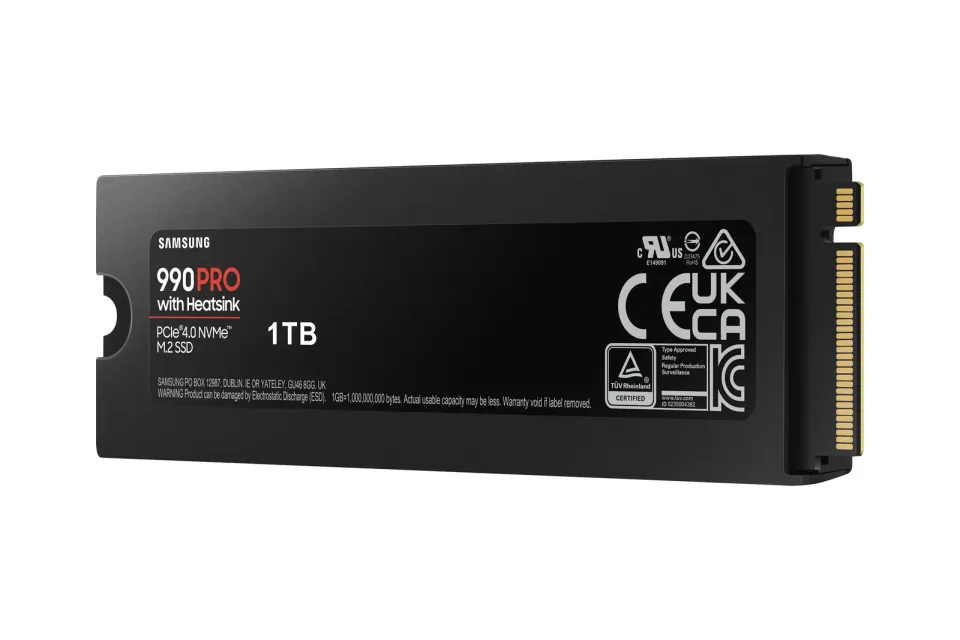 SAMSUNG 990 PRO 1TB (s chladičem) PCIe 4.0 NVMe SSD M.2 PCIe 4.0 x4 NVMe 2.0 (čtení max. 7450MB/s, zápis max. 6900MB/s)