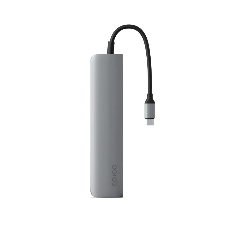 Epico 6v1 hliníkový USB-C 8K hub - šedá