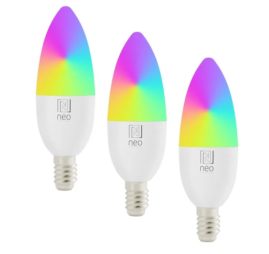 IMMAX NEO LITE SMART sada 3x žárovka LED E14 6W RGB+CCT, stmívatelná, Wi-Fi, Beacon, DO, TUYA