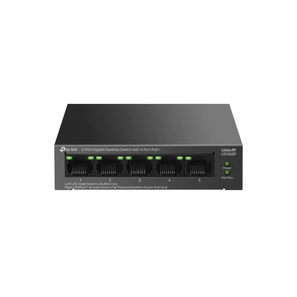 TP-LINK LS105GP 5portový gigabitový stolní switch se 4 porty PoE+