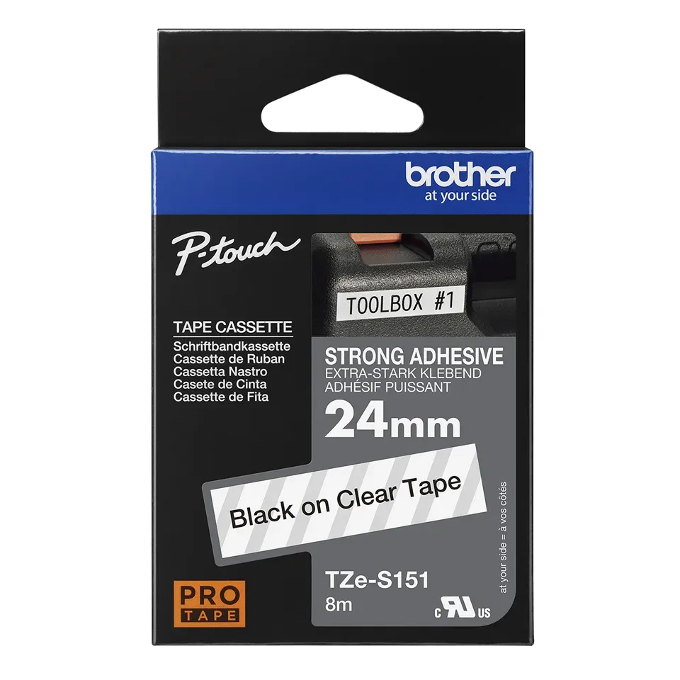 Brother - TZe-S151 průsvitná / černá (24mm,lamin.,extrémně adh.)
