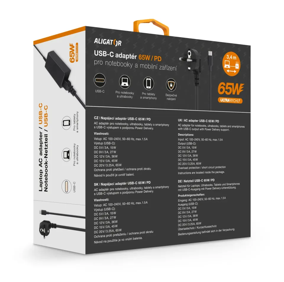 Aligator Power Delivery 65W USB-C adaptér