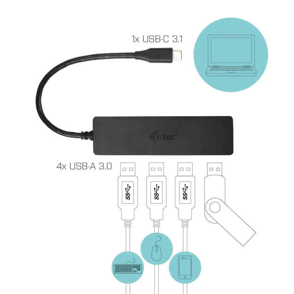 i-tec USB-C 3.1 Slim 4-portový HUB