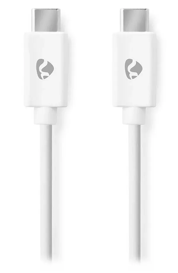 NEDIS kabel USB 2.0/ zástrčka USB-C - zástrčka USB-C/ 60 W/ 480 Mbps/ poniklovaný/ bílý/ bulk/ 2m