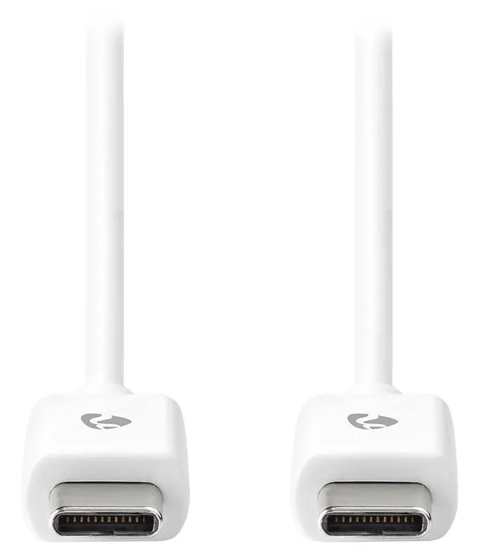 NEDIS kabel USB 2.0/ zástrčka USB-C - zástrčka USB-C/ 60 W/ 480 Mbps/ poniklovaný/ bílý/ bulk/ 2m