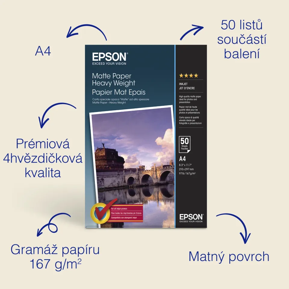 EPSON paper A4 - 167g/m2 - 50sheets - matte heavy weight