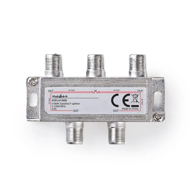 Nedis SSPL410ME - Satelitní F-Rozbočovač | Max. zisk 11,5 dB | 5–2 400 MHz | 4 v