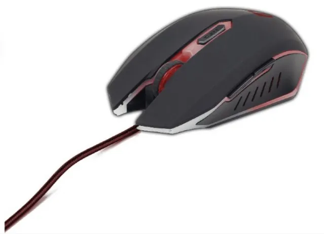 GEMBIRD MUSG-001-R herní optická myš, 2400 DPI, 6 tlačítek, USB, černá s červený