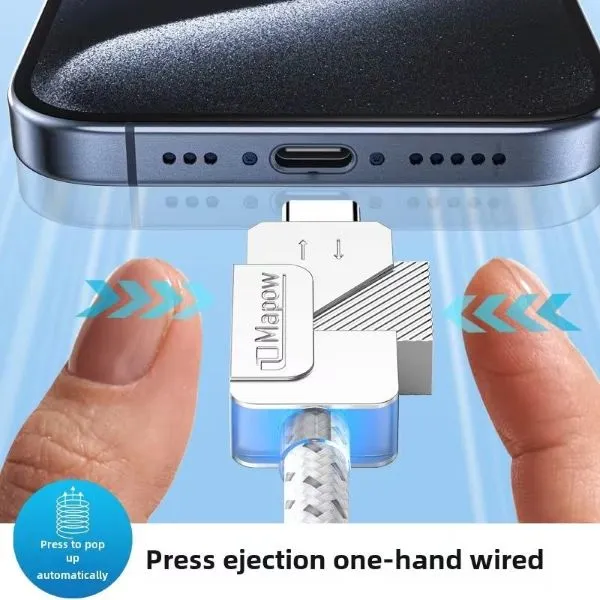 PremiumCord USB-C kabel s tlačítkem pro odpojení USB-C jednou rukou, rychlé nabí