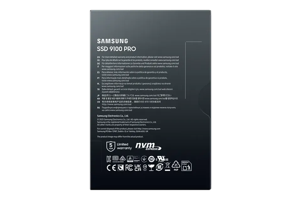SAMSUNG 9100 PRO 2TB PCIe 5.0 NVMe SSD M.2 PCIe 5.0 x4 NVMe 2.0 (čtení max. 14700MB/s, zápis max. 13400MB/s)