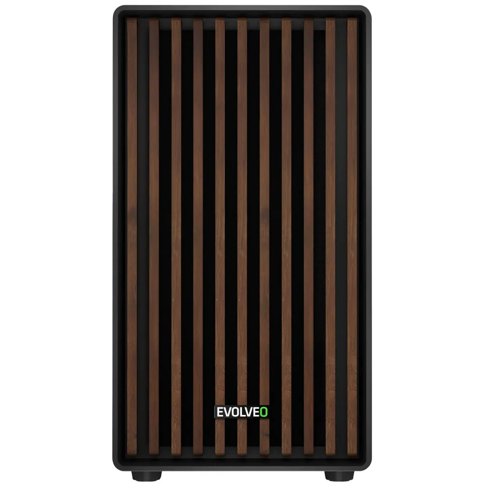 EVOLVEO Panthera, skříň mATX, 3x ARGB ventilátor 120mm, dřevěný přední panel + s