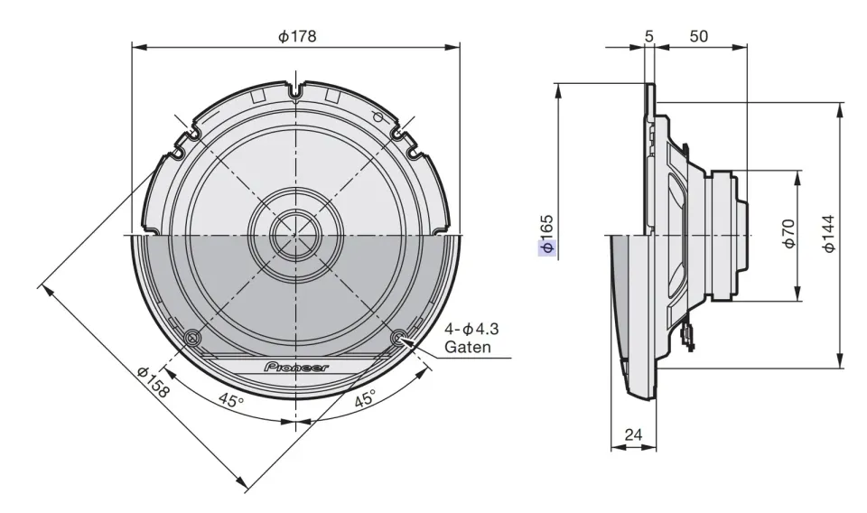 Pioneer TS-G1710F 17 cm jednopásmové reproduktory