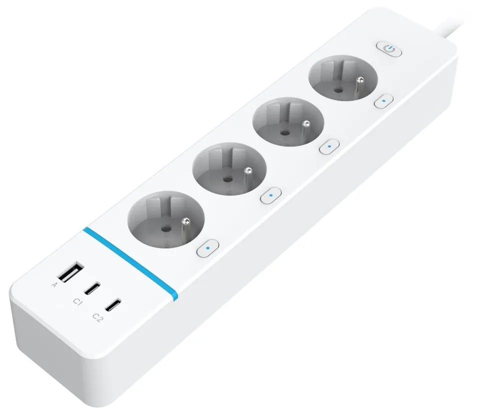 IMMAX NEO LITE SMART chytrý prodlužovací přívod/ 4x FR zásuvka/ 1x USB/ 2x USB-C/ Power delivery/ Wi-Fi/ bílý/ TUYA