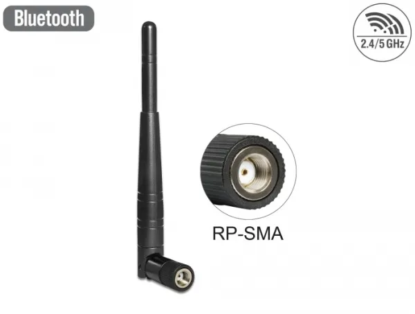 Delock WLAN 802.11 ac/a/h/b/g/n anténa RP-SMA samec 3 dBi všesměrová s otočným k