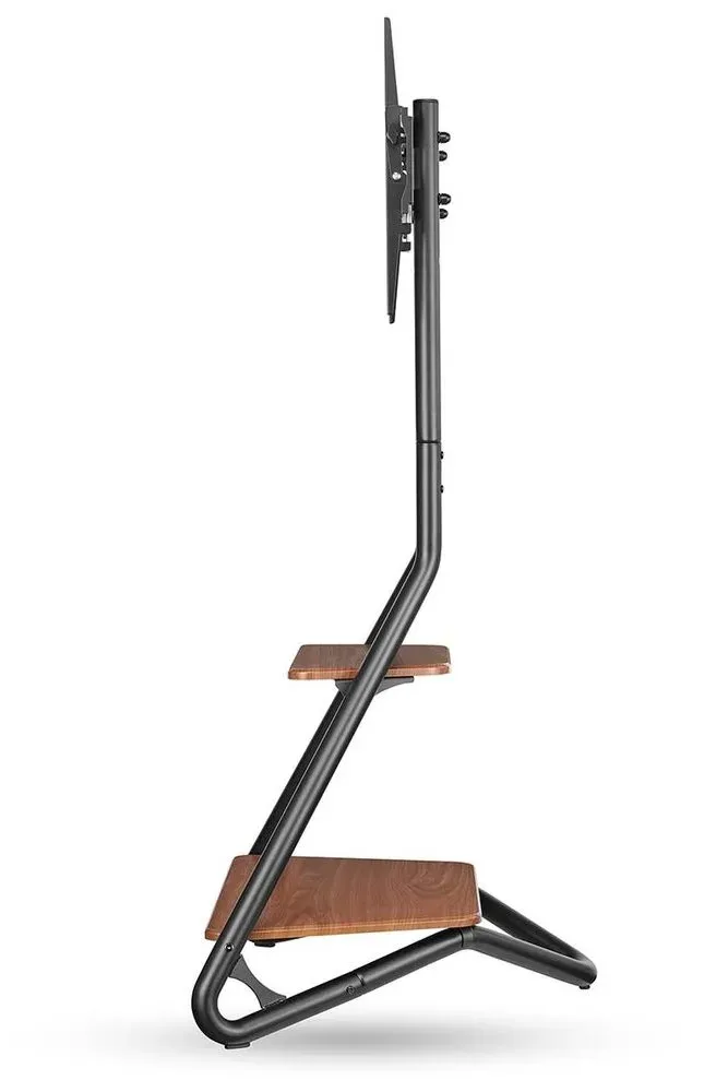 NEDIS podlahový TV stojan/ 37 - 75"/ nosnost 40 kg/ Bauhaus Design/ nastavitelné výšky/ MDF/ ocel/ černo-hnědý