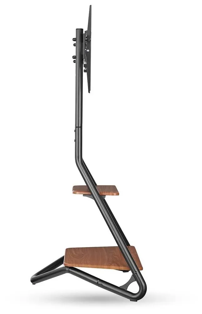 NEDIS podlahový TV stojan/ 37 - 75"/ nosnost 40 kg/ Bauhaus Design/ nastavitelné výšky/ MDF/ ocel/ černo-hnědý